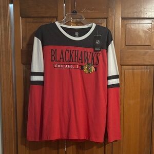 NHL Blackhawks Kids Long Sleeve Tee - Red, Black, and White